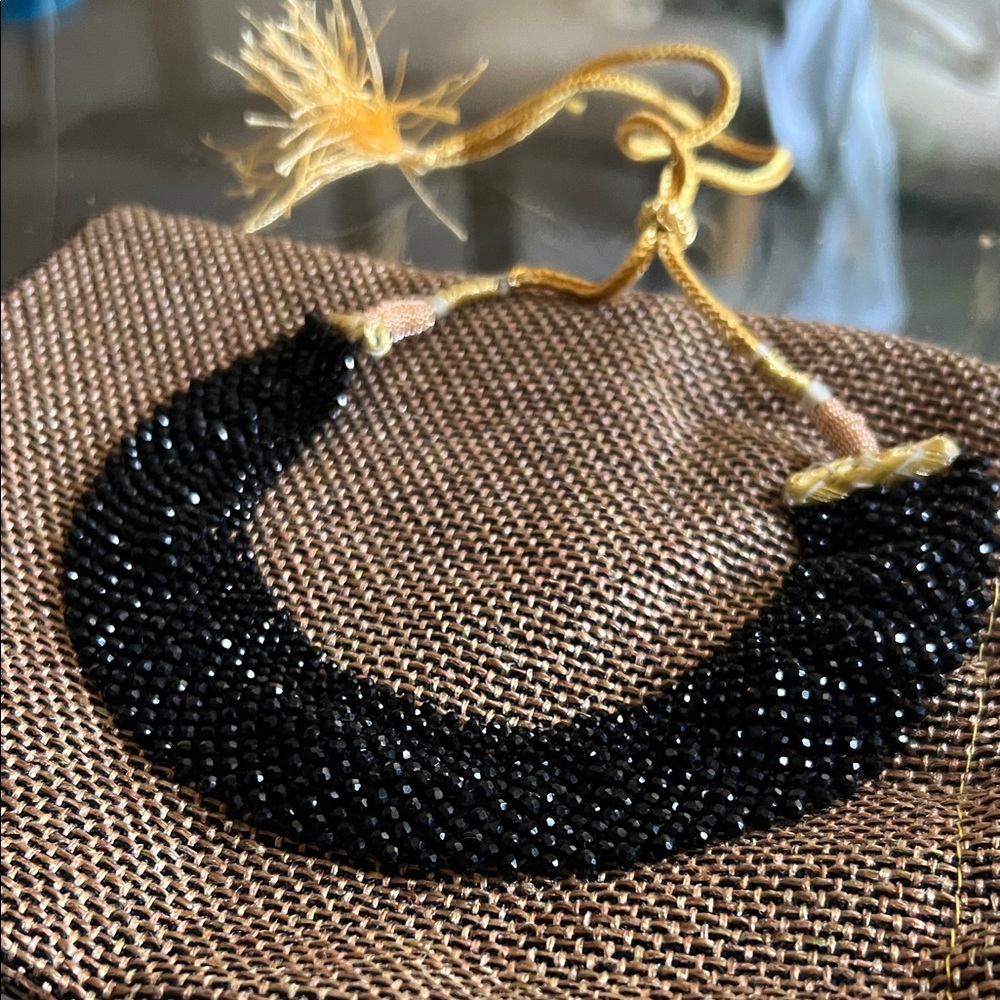 Elegant Black Beaded Choker Necklace (handmade in India)